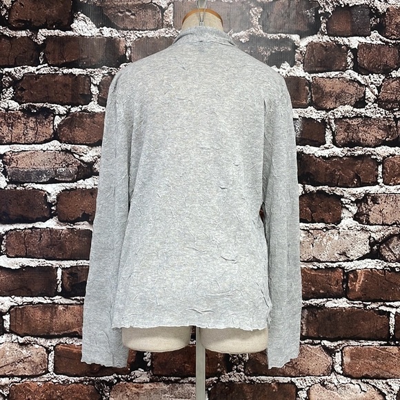 Eileen Fisher Cardigan Lightweight Open Front Gray Crinkle Fabric Size Medium M - Picture 9 of 13